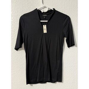 NWT Talbots Women's Pima Cotton V-Neck Tee black Size Petite P